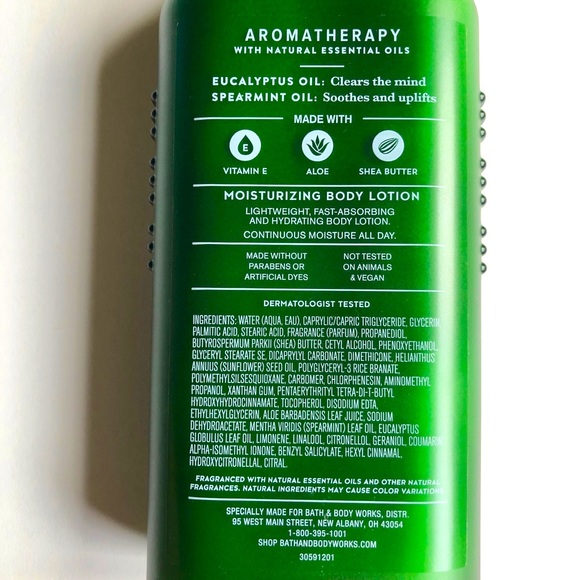 NEW Bath & Body Works AROMATHERAPY EUCALYPTUS SPEARMINT Lotion 6.5oz - Picture 4 of 10